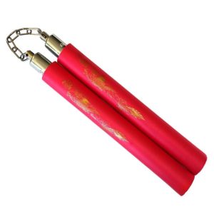 NUNCHAKU TIGER 12" FOAM RED CHAIN 0674RD