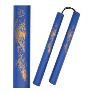 NUNCHAKU TIGER BLUE 12" FOAM STRING 068BE