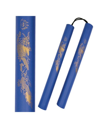 NUNCHAKU TIGER BLUE 12" FOAM STRING 068BE